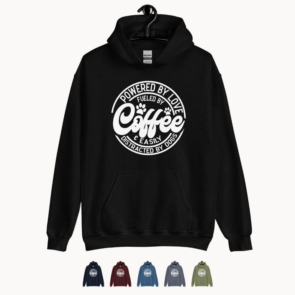 Powered by love & Easily Distracted By Dogs Hoodie