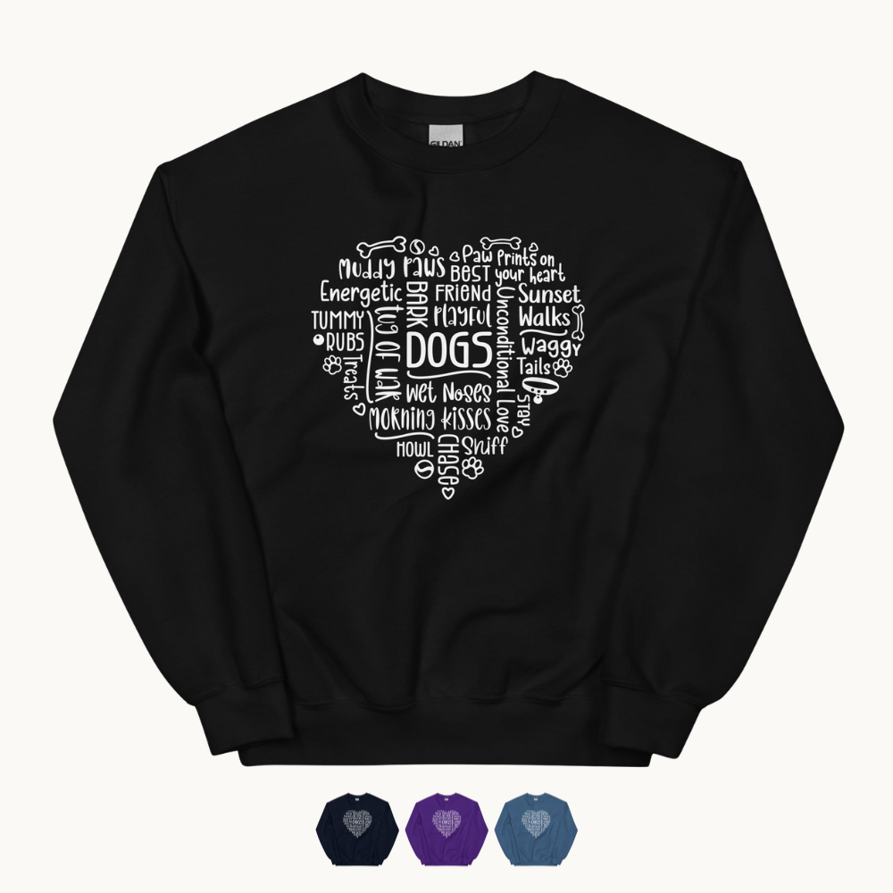 Dog Heart Word Art Unisex Sweatshirt