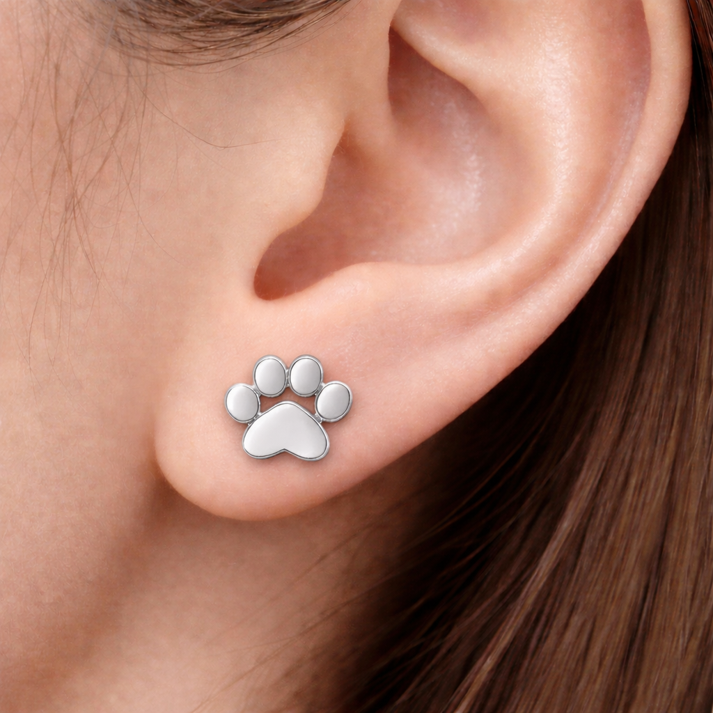 925 Sterling Silver Pawprint Earring