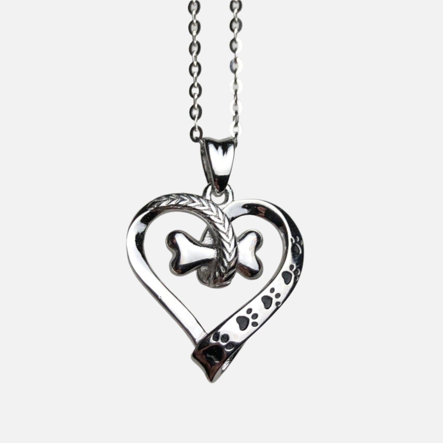 Dog Paw and Heart Necklace in Stainless Steel VIP