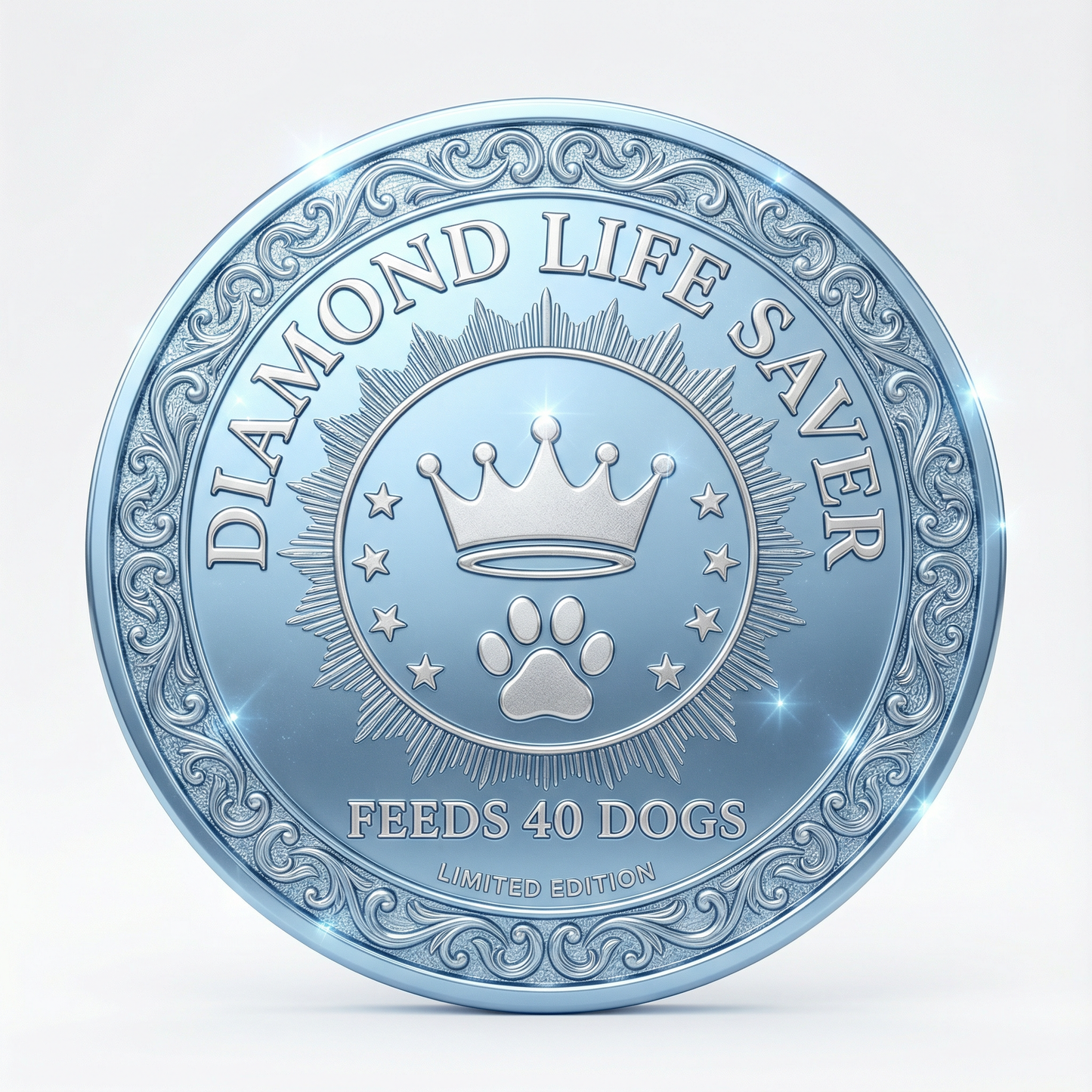 DIAMOND LIFE SAVER BADGE - FEEDS 80 DOGS