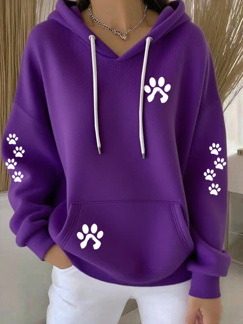 Dog Paw Print Casual Hoodie