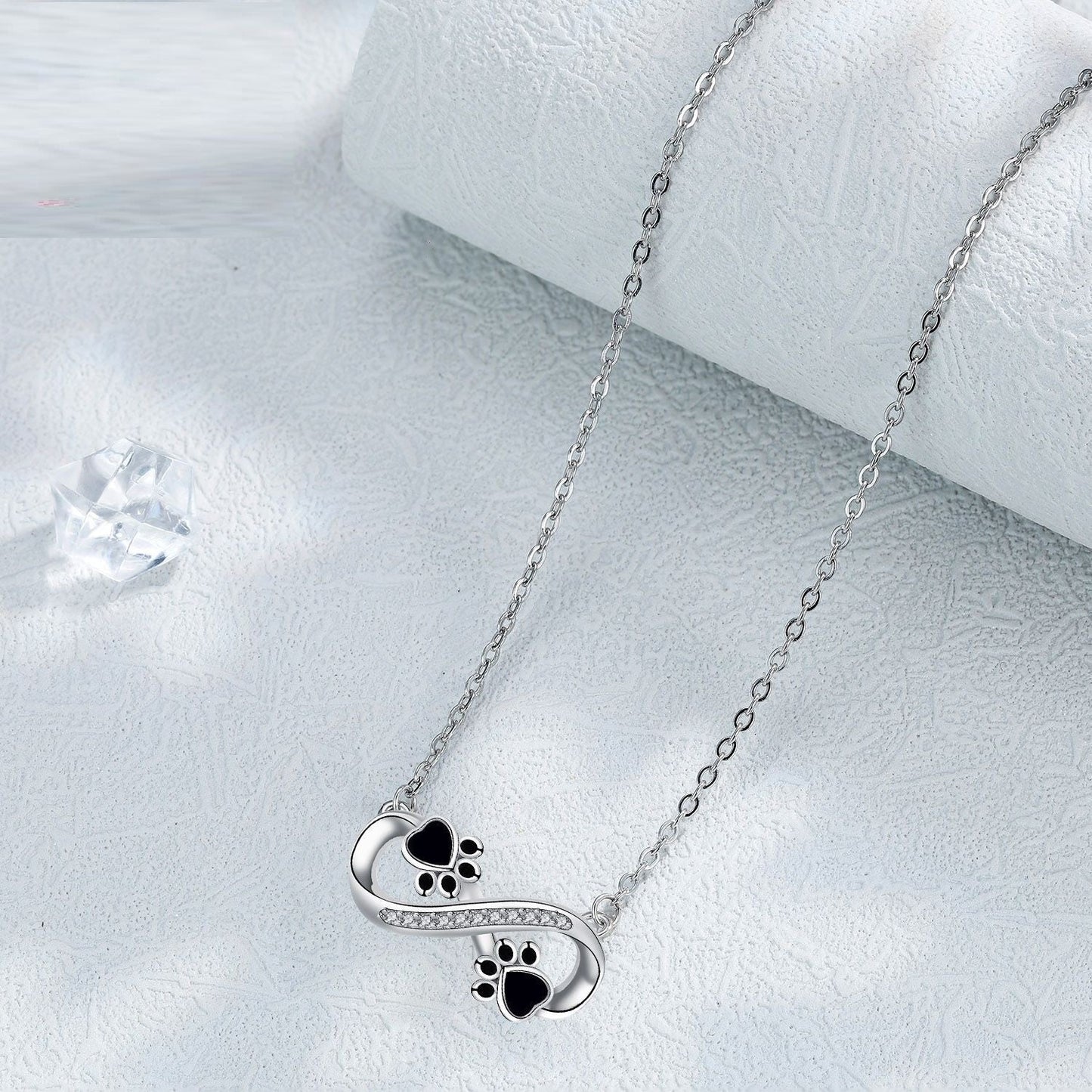 Infinity Paw Print Necklace with Zirconia VIP