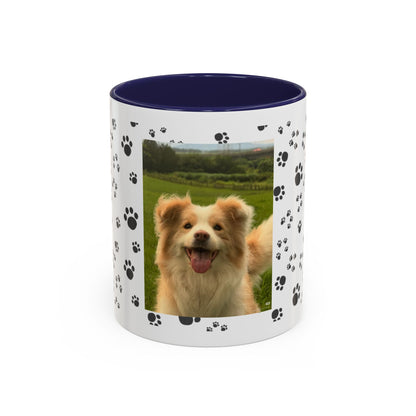 Paw Print Photo Accent Coffee Mug — Personalized Dog Portrait Mug