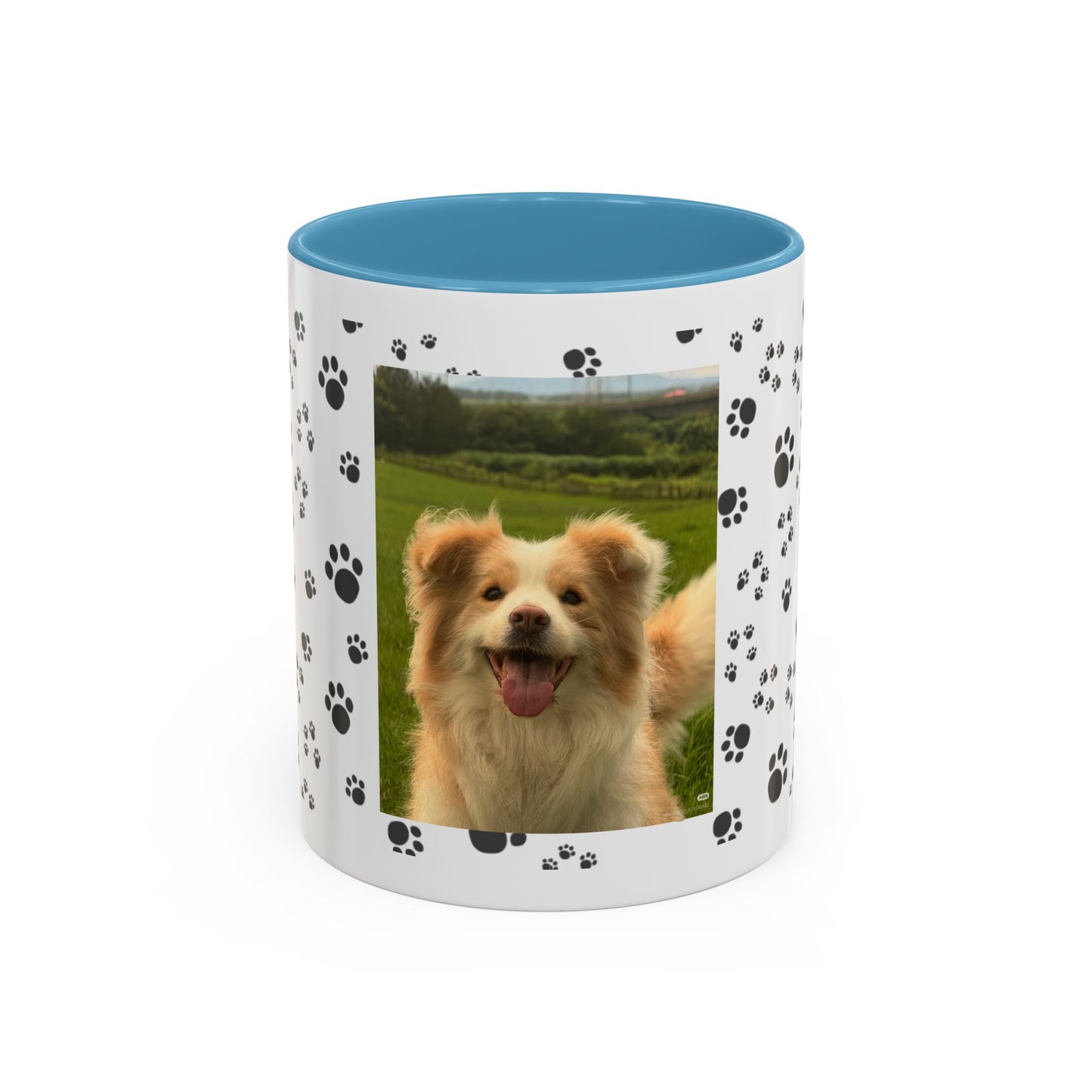 Paw Print Photo Accent Coffee Mug — Personalized Dog Portrait Mug