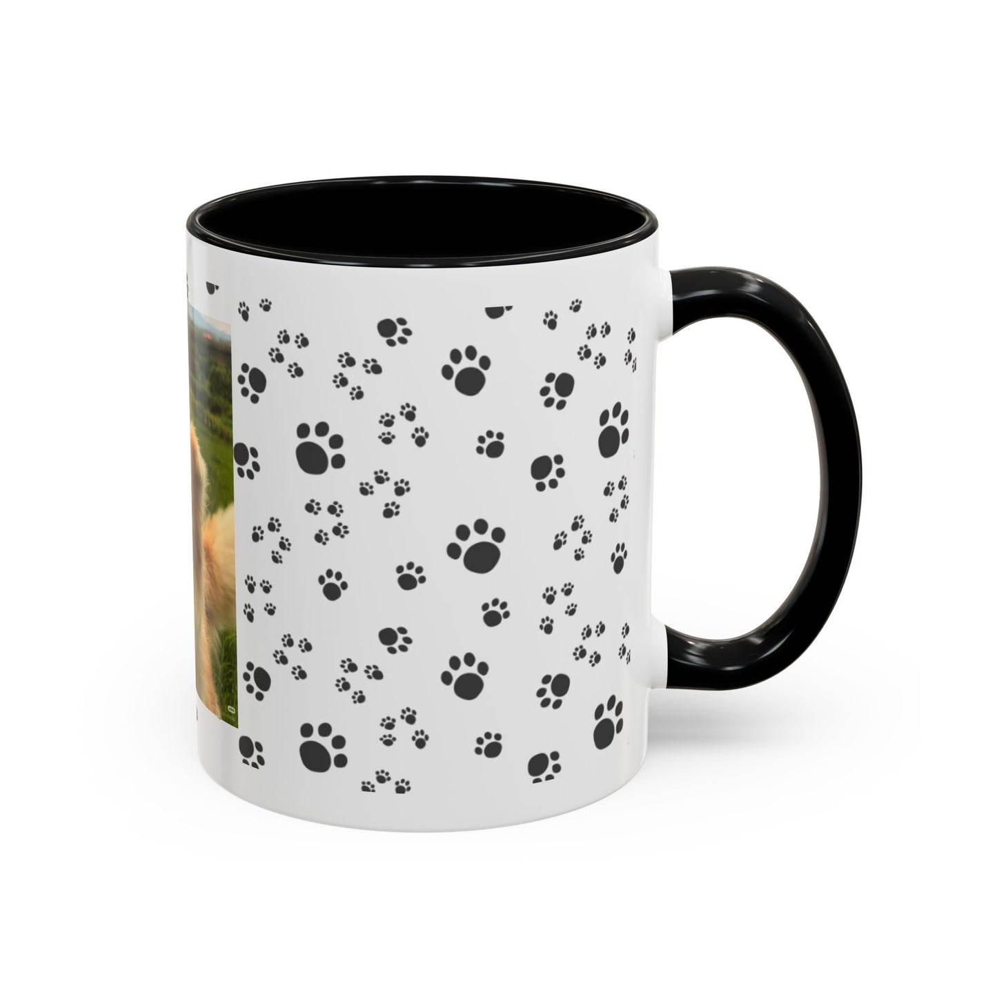 Paw Print Photo Accent Coffee Mug — Personalized Dog Portrait Mug