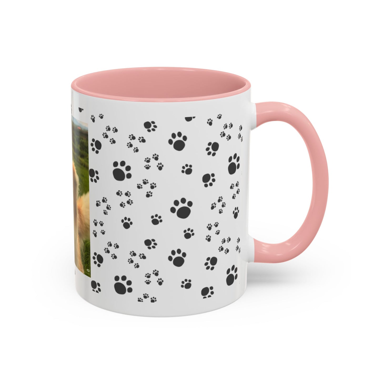 Paw Print Photo Accent Coffee Mug — Personalized Dog Portrait Mug