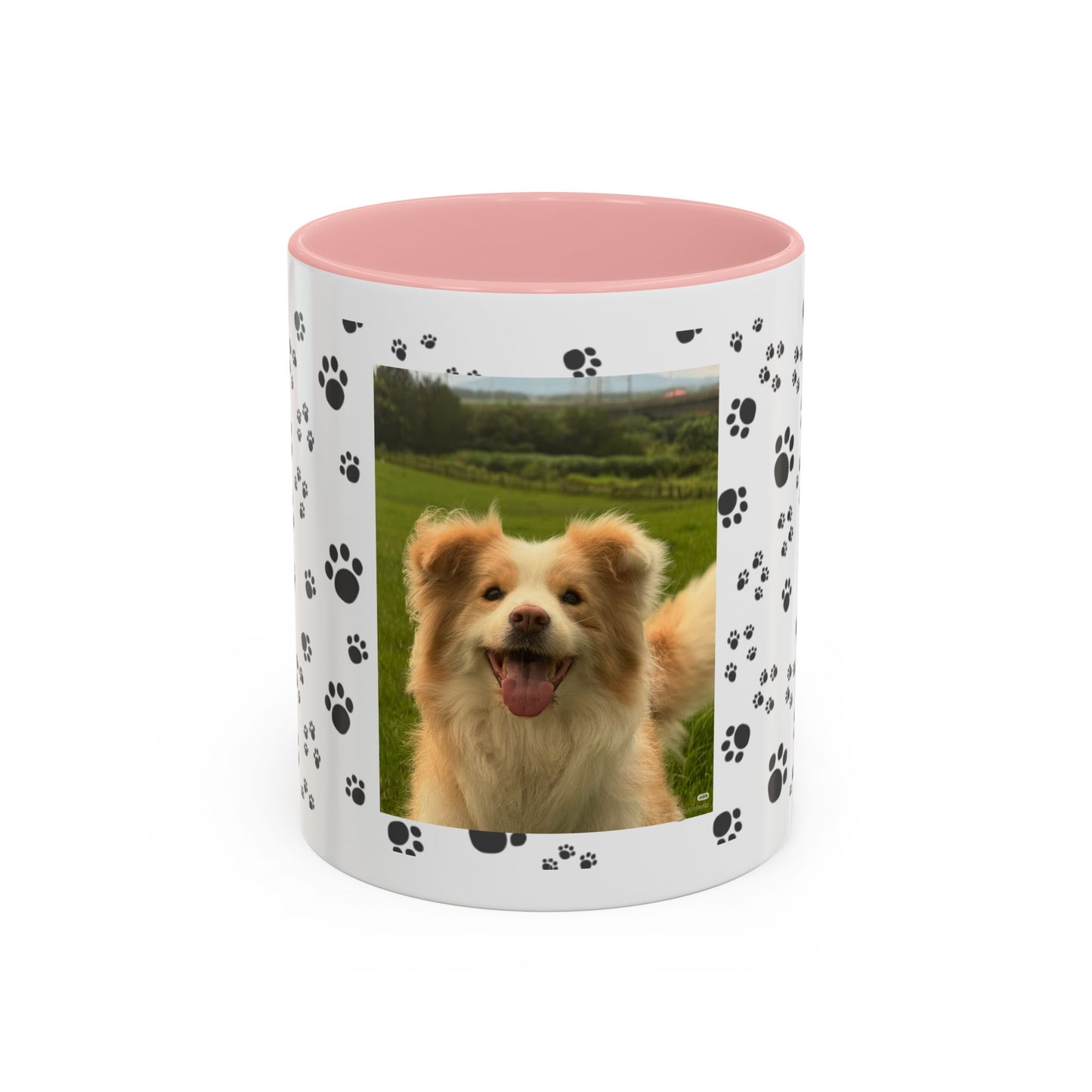 Paw Print Photo Accent Coffee Mug — Personalized Dog Portrait Mug