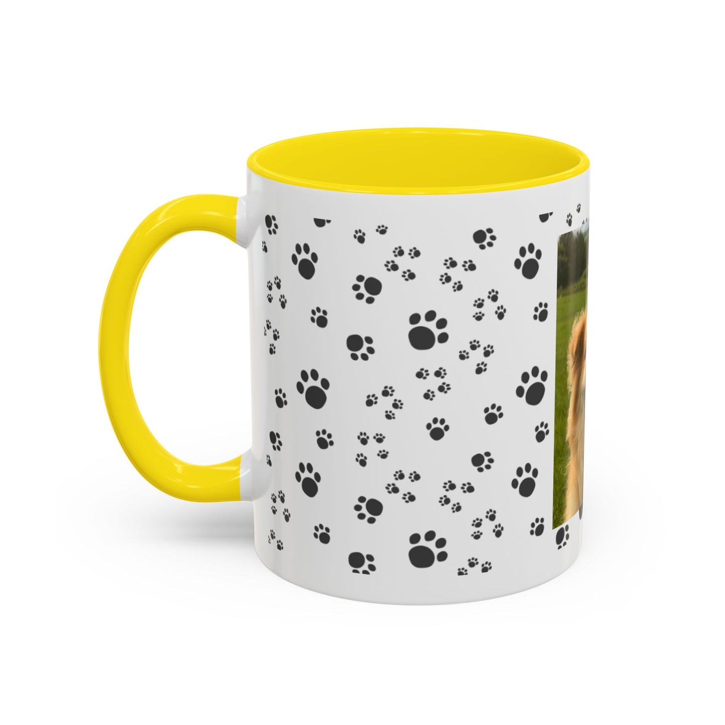 Paw Print Photo Accent Coffee Mug — Personalized Dog Portrait Mug