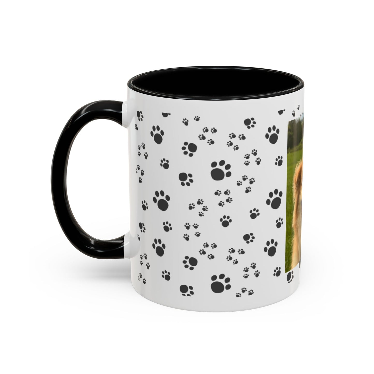 Paw Print Photo Accent Coffee Mug — Personalized Dog Portrait Mug