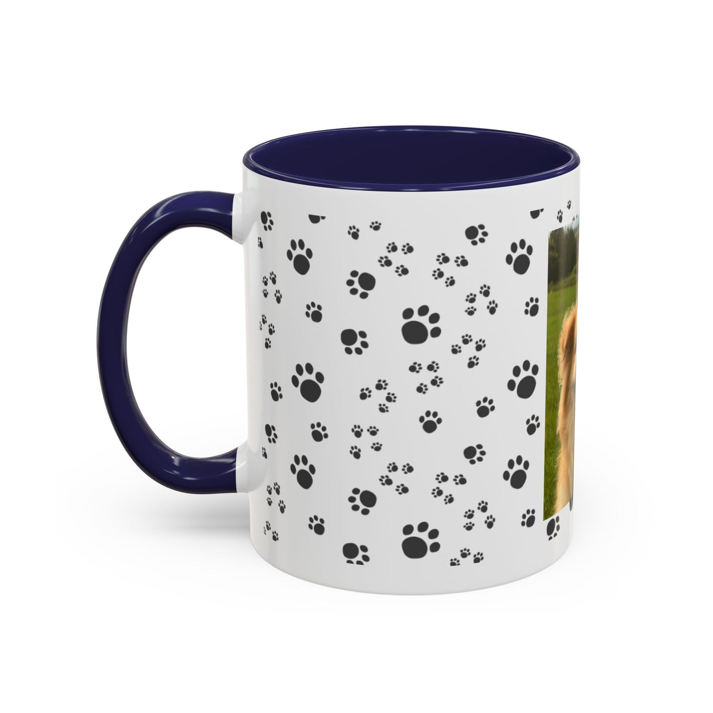 Paw Print Photo Accent Coffee Mug — Personalized Dog Portrait Mug