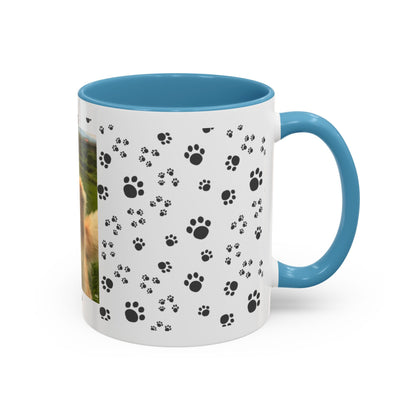 Paw Print Photo Accent Coffee Mug — Personalized Dog Portrait Mug