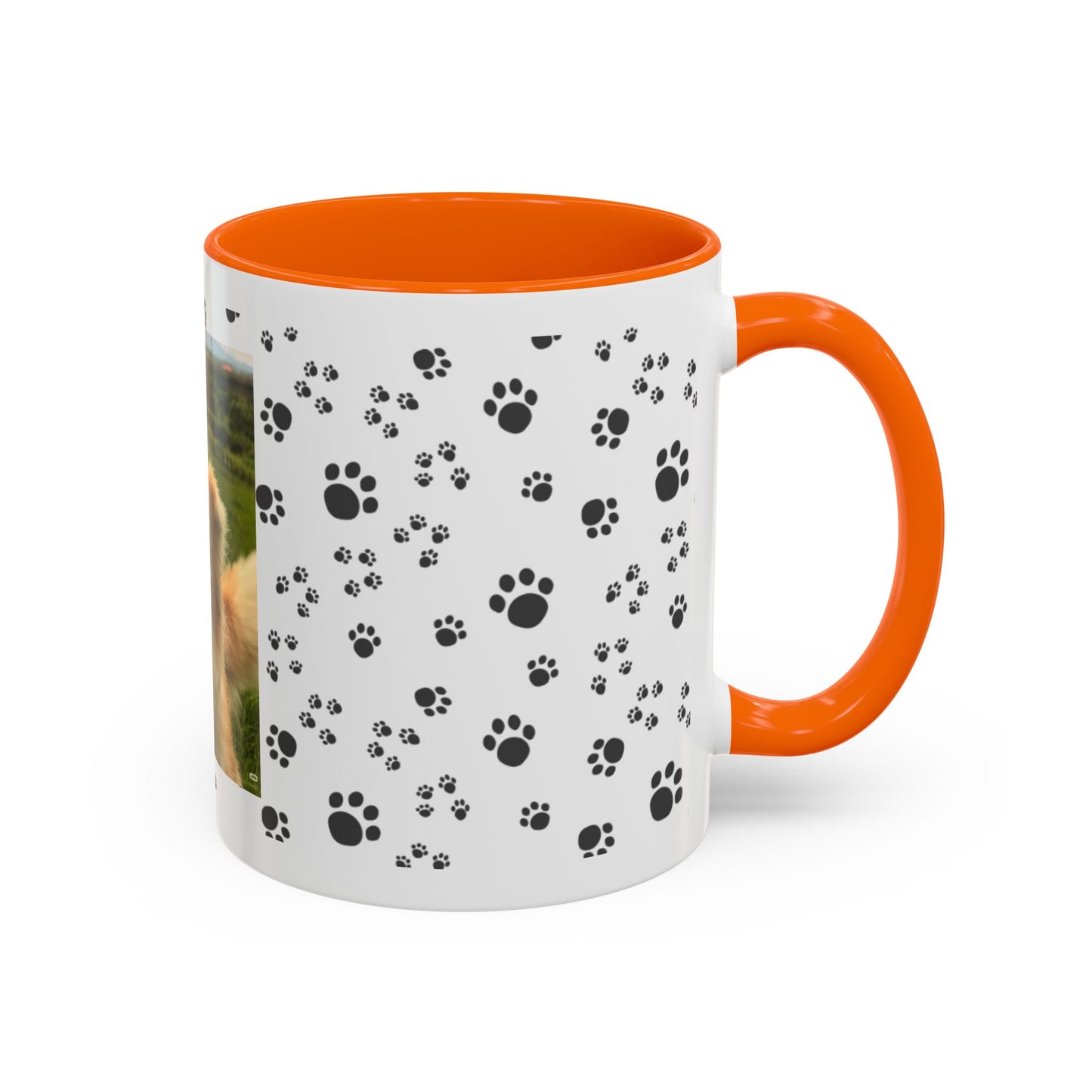 Paw Print Photo Accent Coffee Mug — Personalized Dog Portrait Mug
