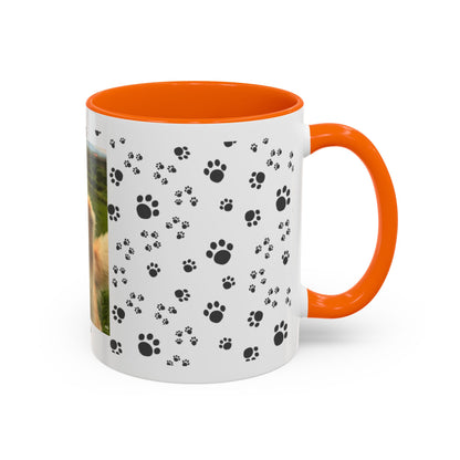 Paw Print Photo Accent Coffee Mug — Personalized Dog Portrait Mug
