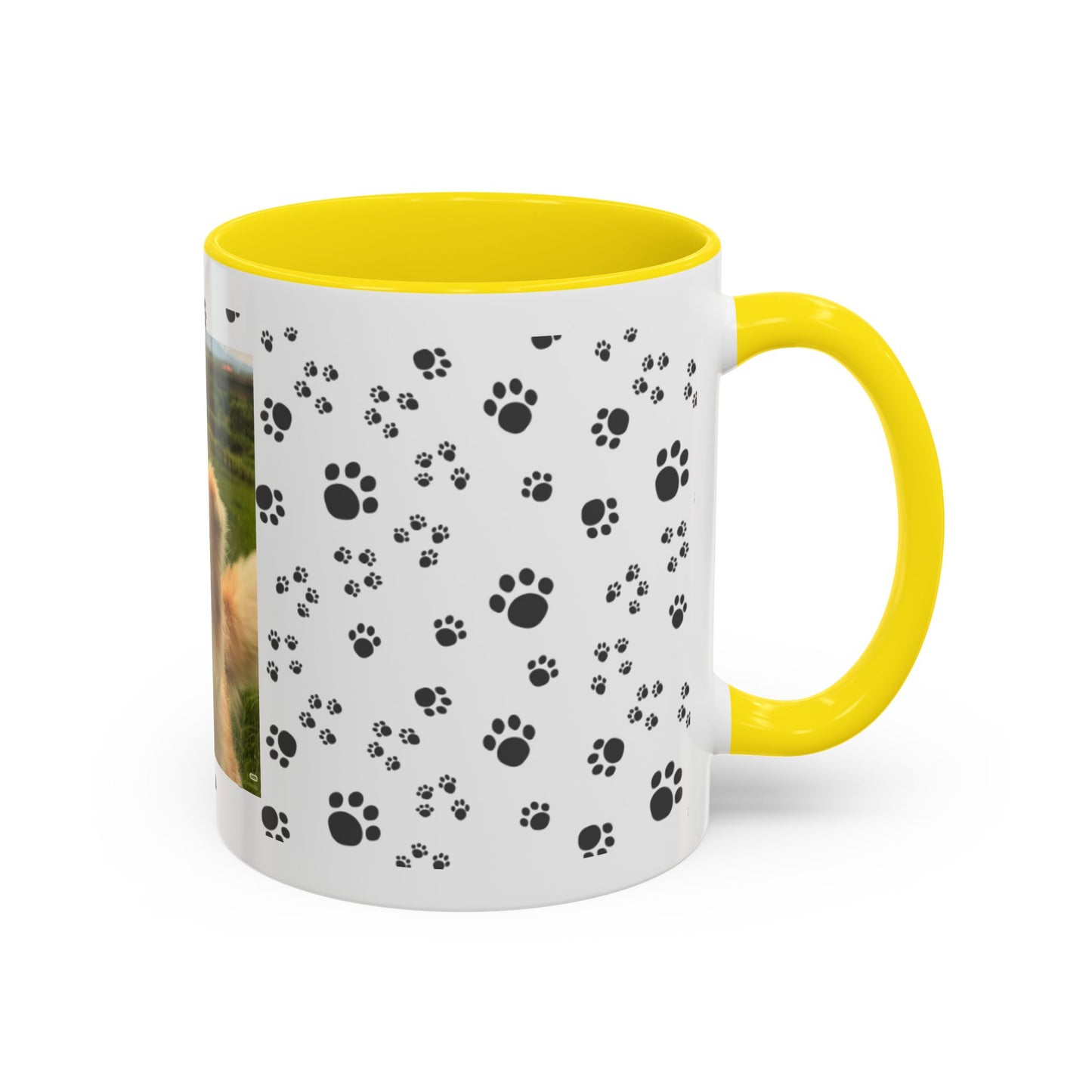 Paw Print Photo Accent Coffee Mug — Personalized Dog Portrait Mug