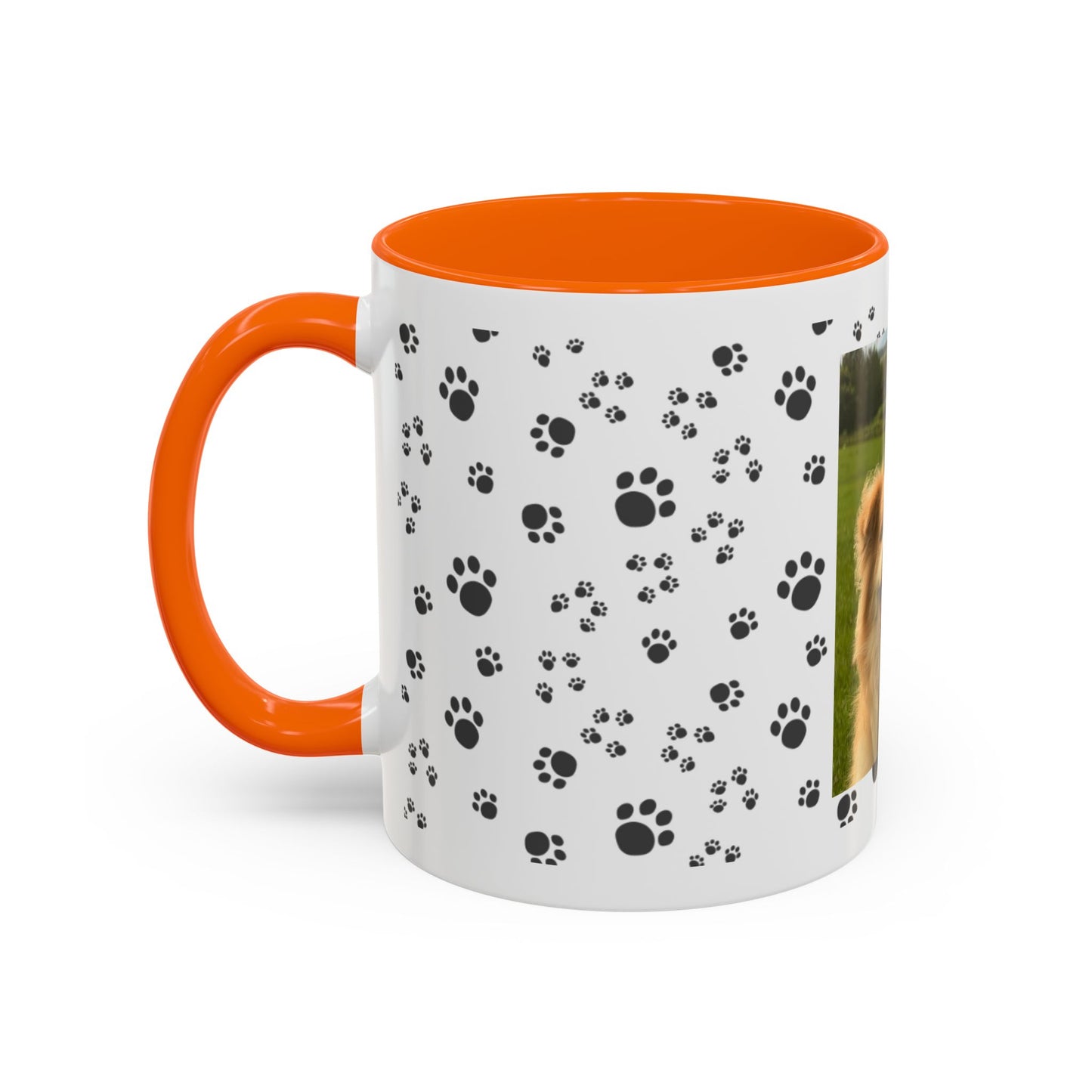 Paw Print Photo Accent Coffee Mug — Personalized Dog Portrait Mug