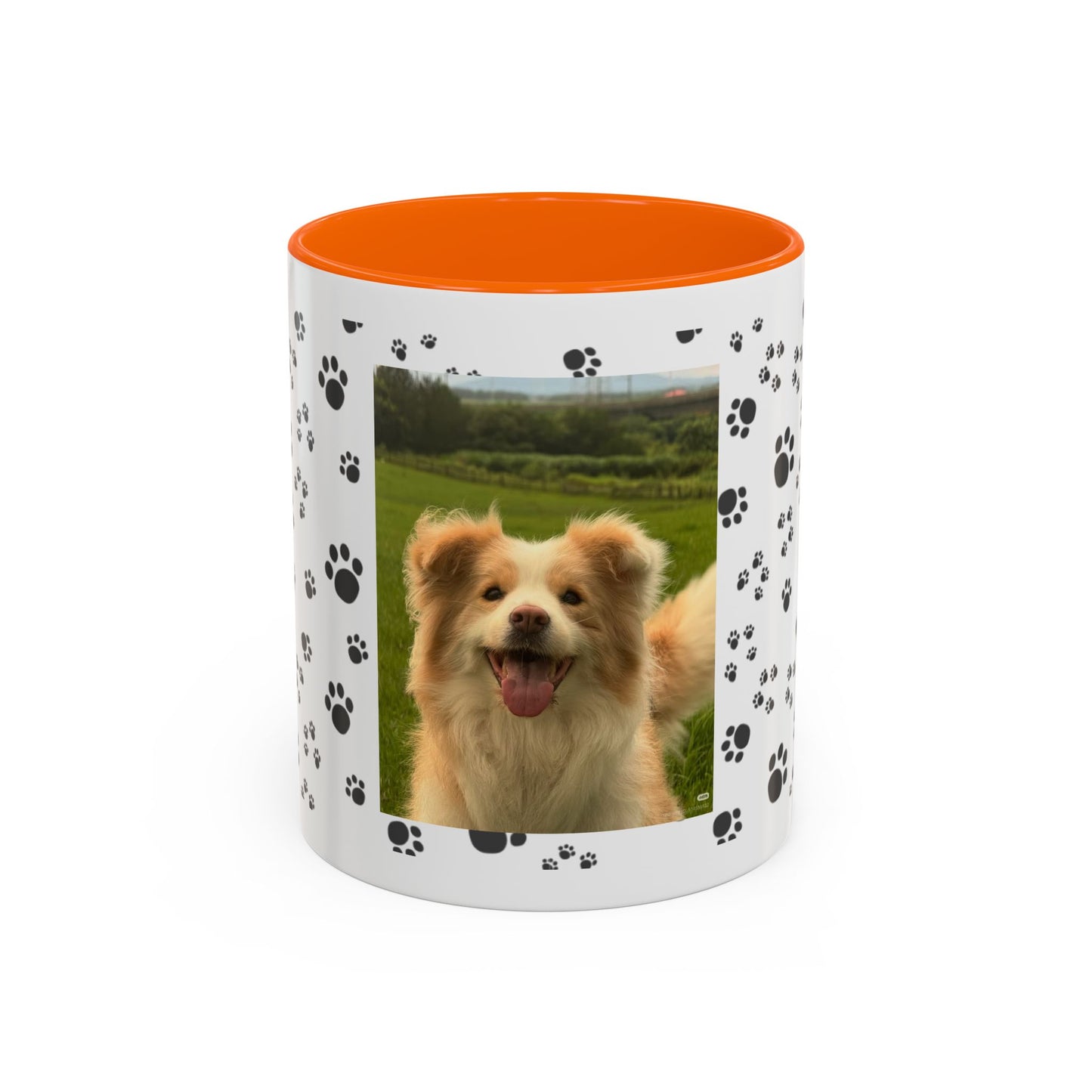 Paw Print Photo Accent Coffee Mug — Personalized Dog Portrait Mug