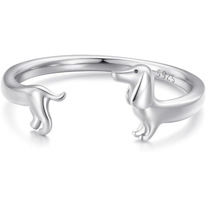 925 Sterling Silver Dachshund Ring