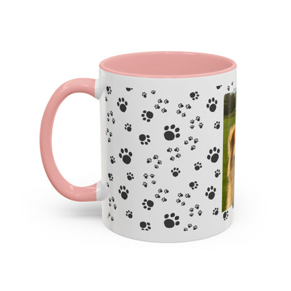 Paw Print Photo Accent Coffee Mug — Personalized Dog Portrait Mug