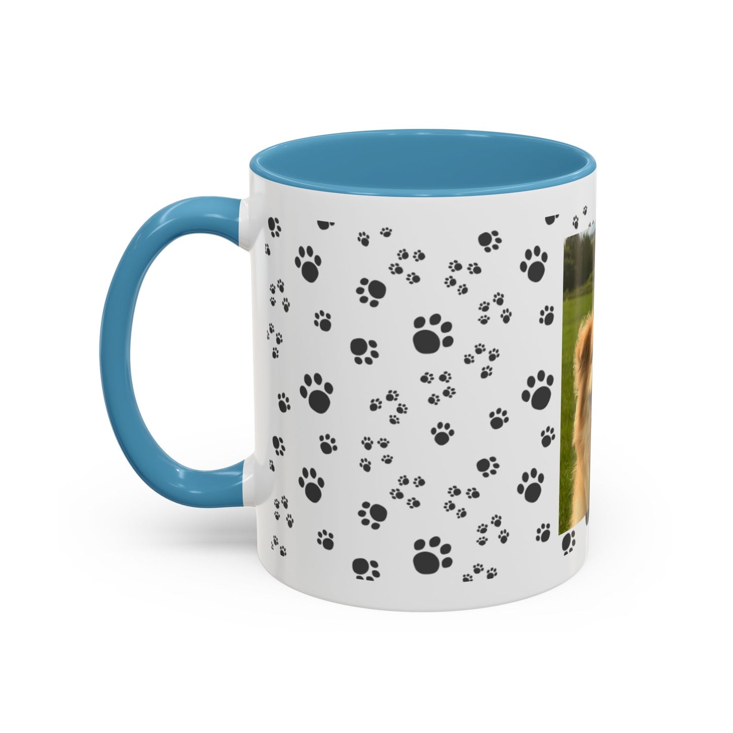 Paw Print Photo Accent Coffee Mug — Personalized Dog Portrait Mug