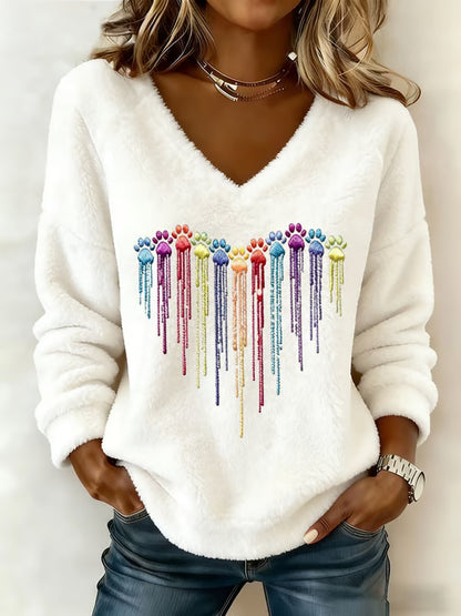 Fluffy Rainbow Paws Flannel Top