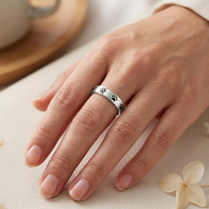 Black Paw Print Rings
