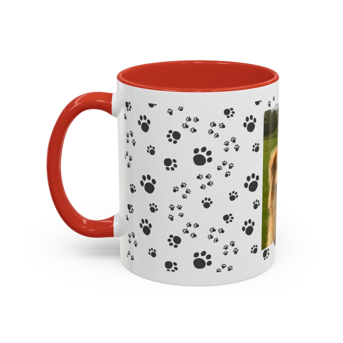 Paw Print Photo Accent Coffee Mug — Personalized Dog Portrait Mug