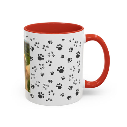 Paw Print Photo Accent Coffee Mug — Personalized Dog Portrait Mug