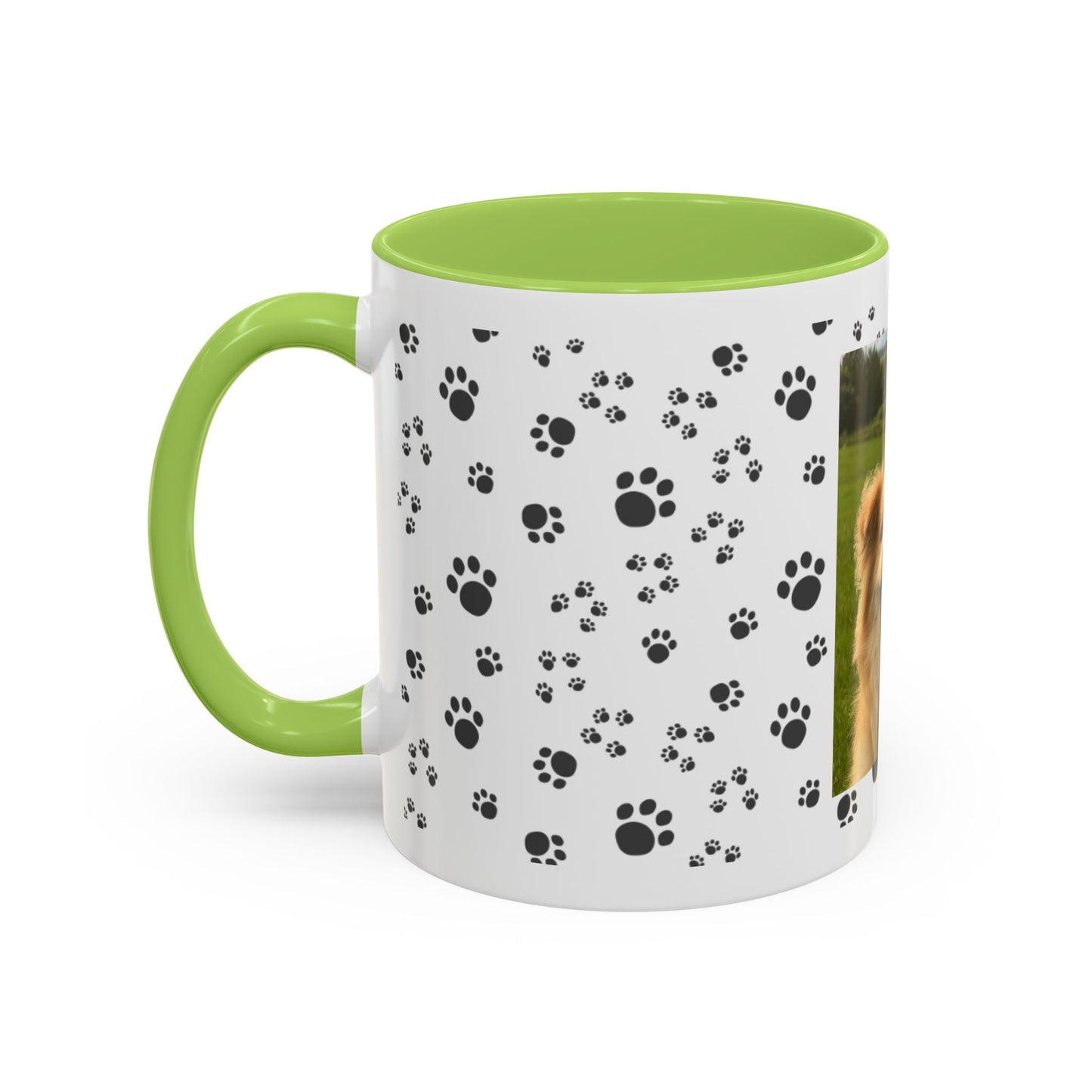 Paw Print Photo Accent Coffee Mug — Personalized Dog Portrait Mug
