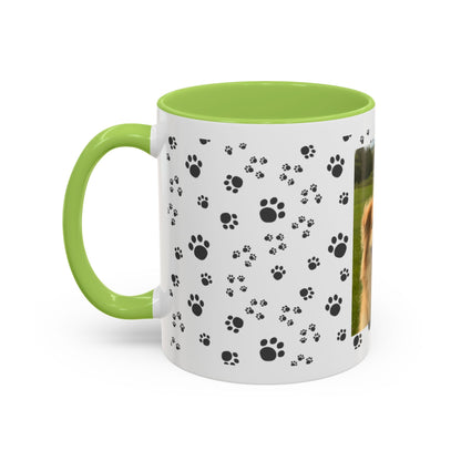 Paw Print Photo Accent Coffee Mug — Personalized Dog Portrait Mug