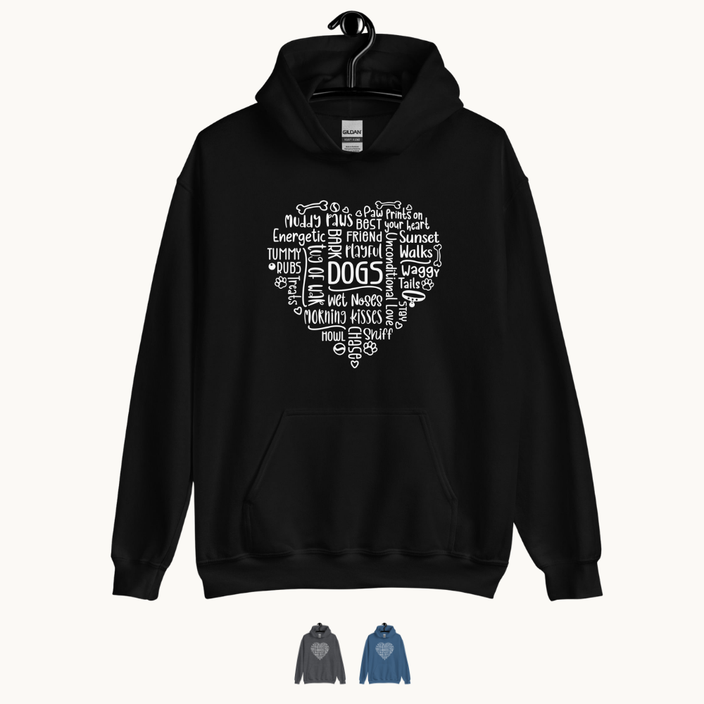 Dog Heart Word Art Unisex Hoodie