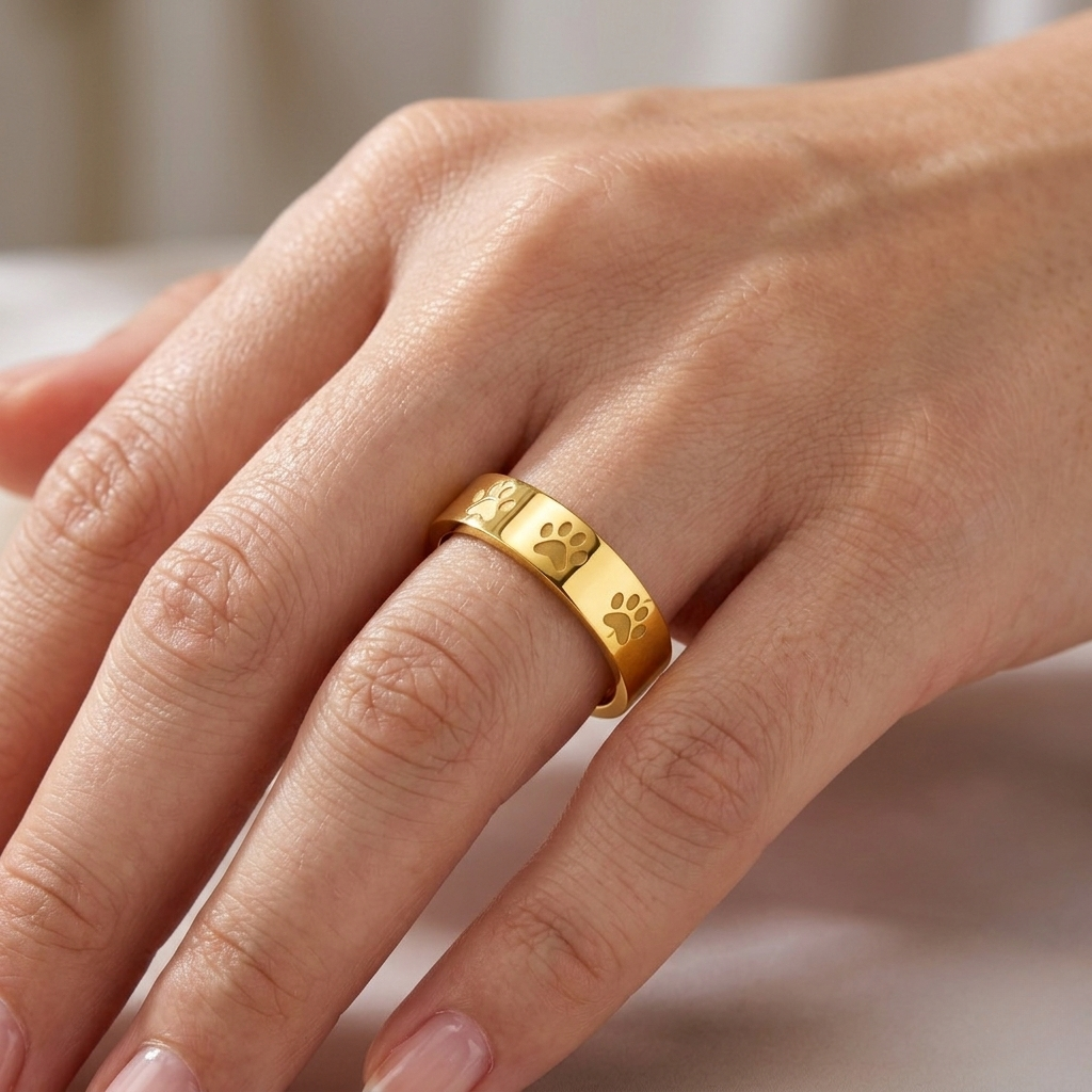 Black Paw Print Ring