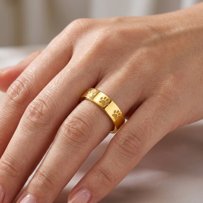 Black Paw Print Ring