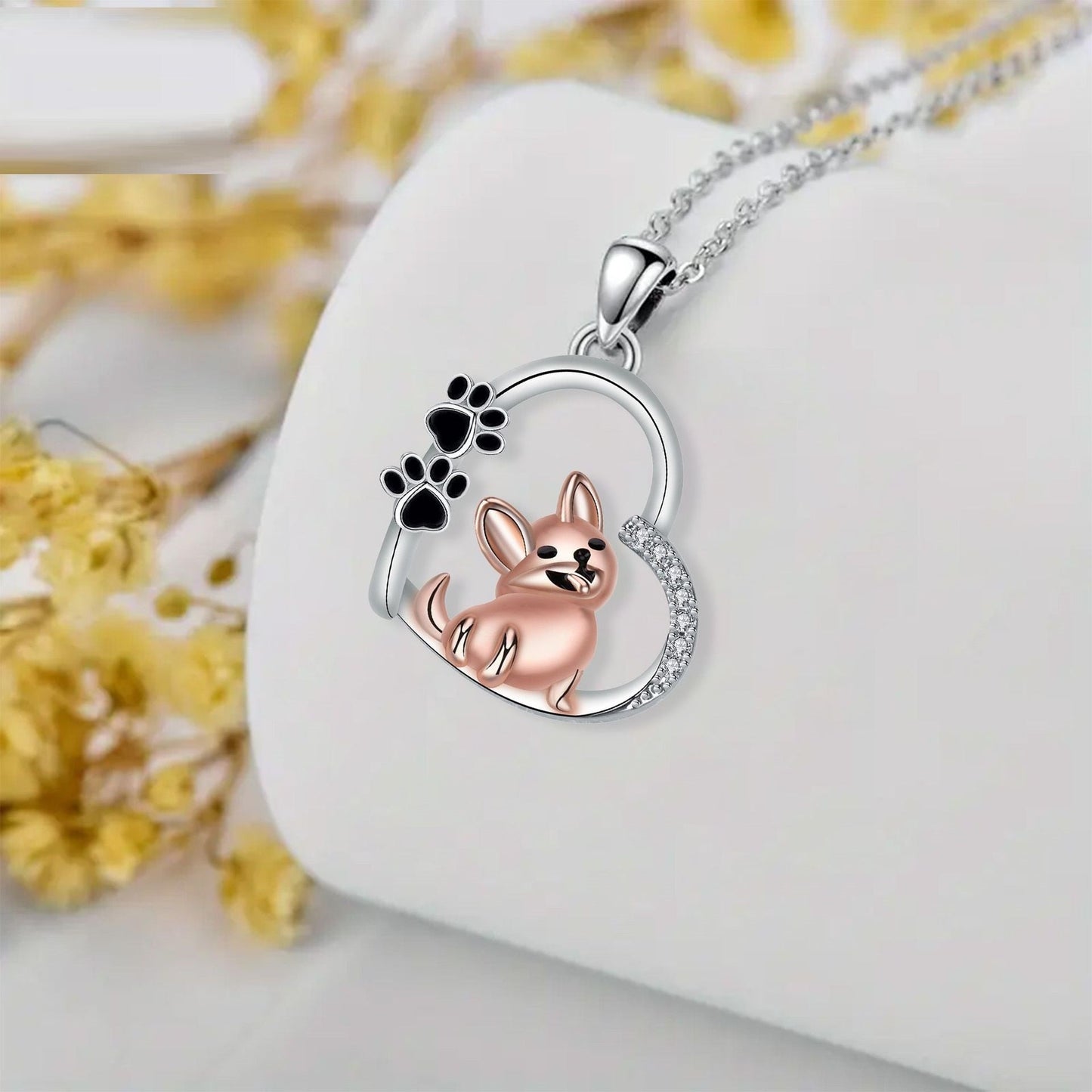 Lovely Heart-shaped Dog Pendant Necklace VIP