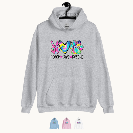 Peace Love Rescue Tie Dye Hoodie