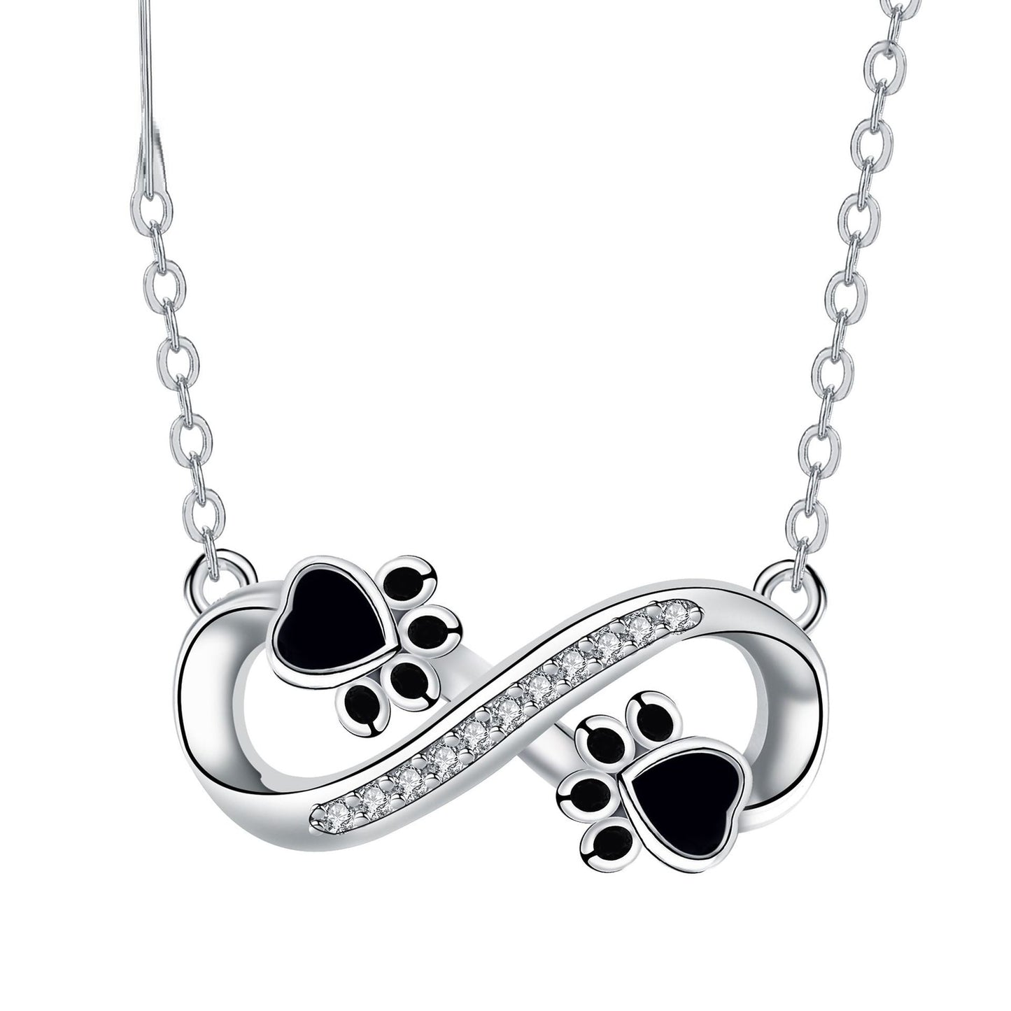 Infinity Paw Print Necklace with Zirconia VIP