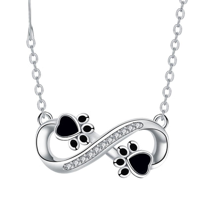 Infinity Paw Print Necklace with Zirconia VIP