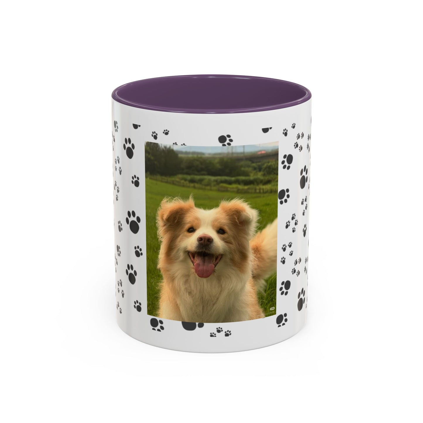 Paw Print Photo Accent Coffee Mug — Personalized Dog Portrait Mug