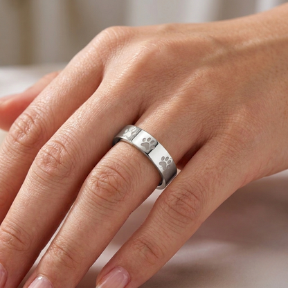 Black Paw Print Ring