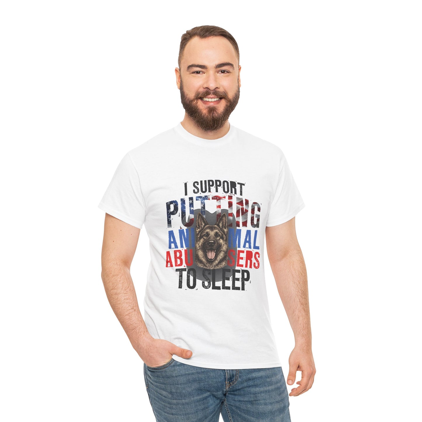 T-Shirt — "I Support Putting Animal Abusers to Sleep" Graphic Tee (Dog Rescue/Advocate)