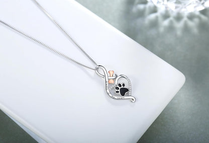 Lucky Paw Necklace with Heart, Bone & Infinity – “Always in My Heart” Pendant VIP
