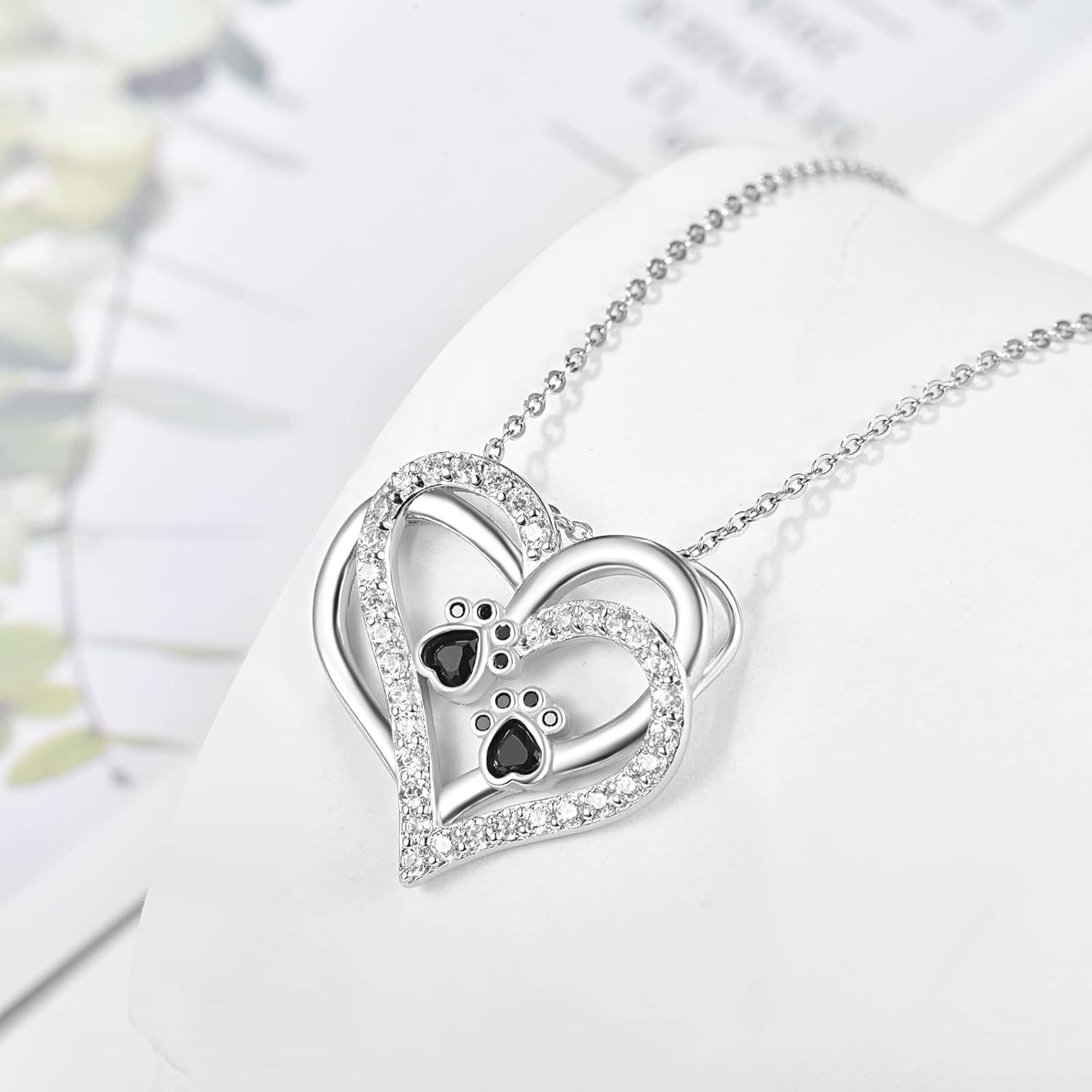 Dog Paw Heart Necklace with Zirconia VIP