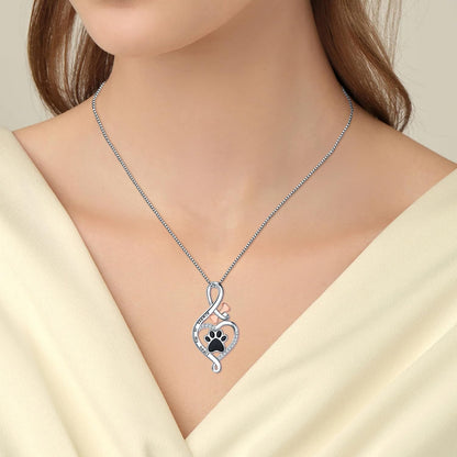 Lucky Paw Necklace with Heart, Bone & Infinity – “Always in My Heart” Pendant VIP
