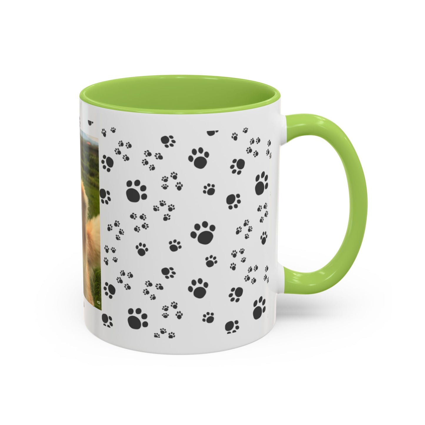Paw Print Photo Accent Coffee Mug — Personalized Dog Portrait Mug
