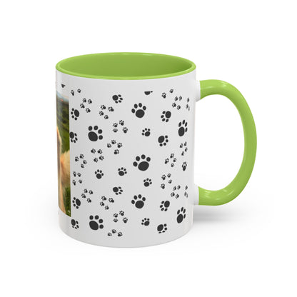 Paw Print Photo Accent Coffee Mug — Personalized Dog Portrait Mug
