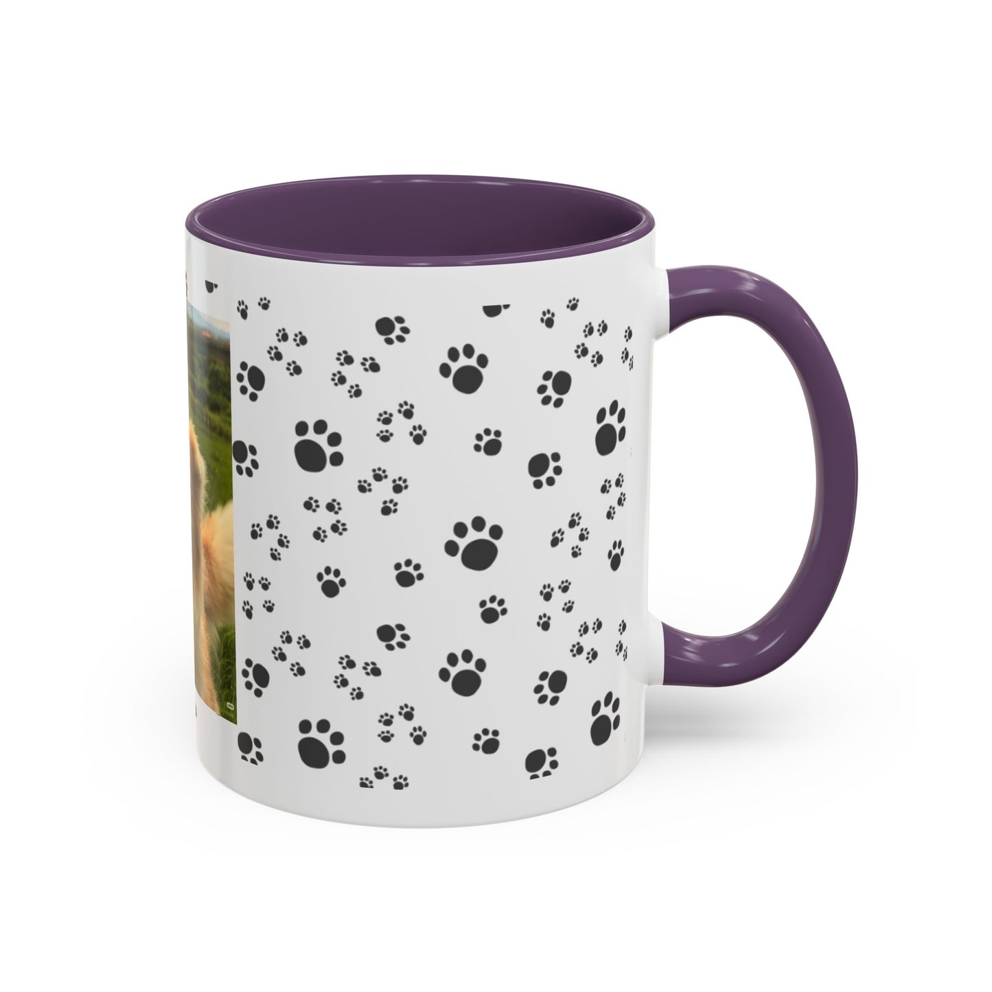 Paw Print Photo Accent Coffee Mug — Personalized Dog Portrait Mug