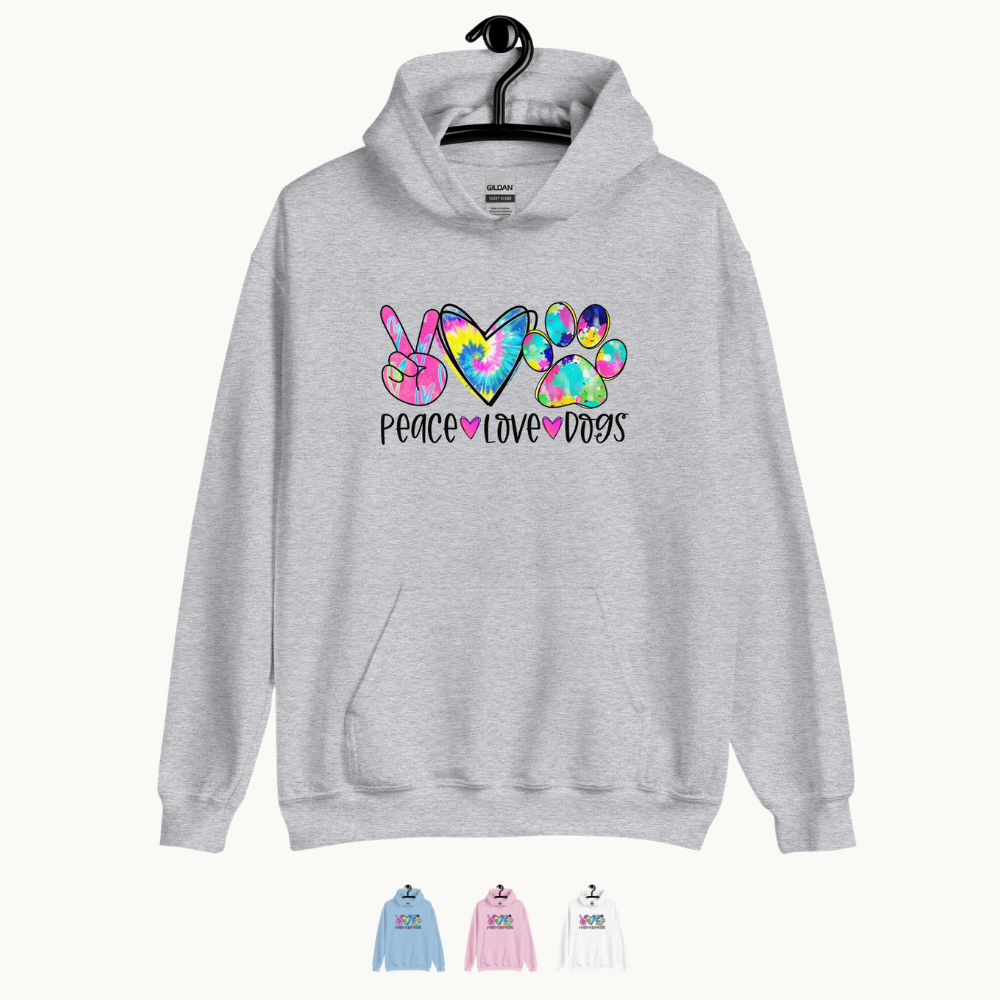 Peace Love Dogs Tie Dye Hoodie
