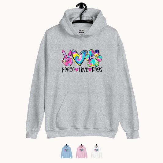 Peace Love Dogs Tie Dye Hoodie