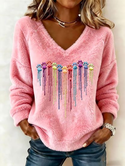 Fluffy Rainbow Paws Flannel Top