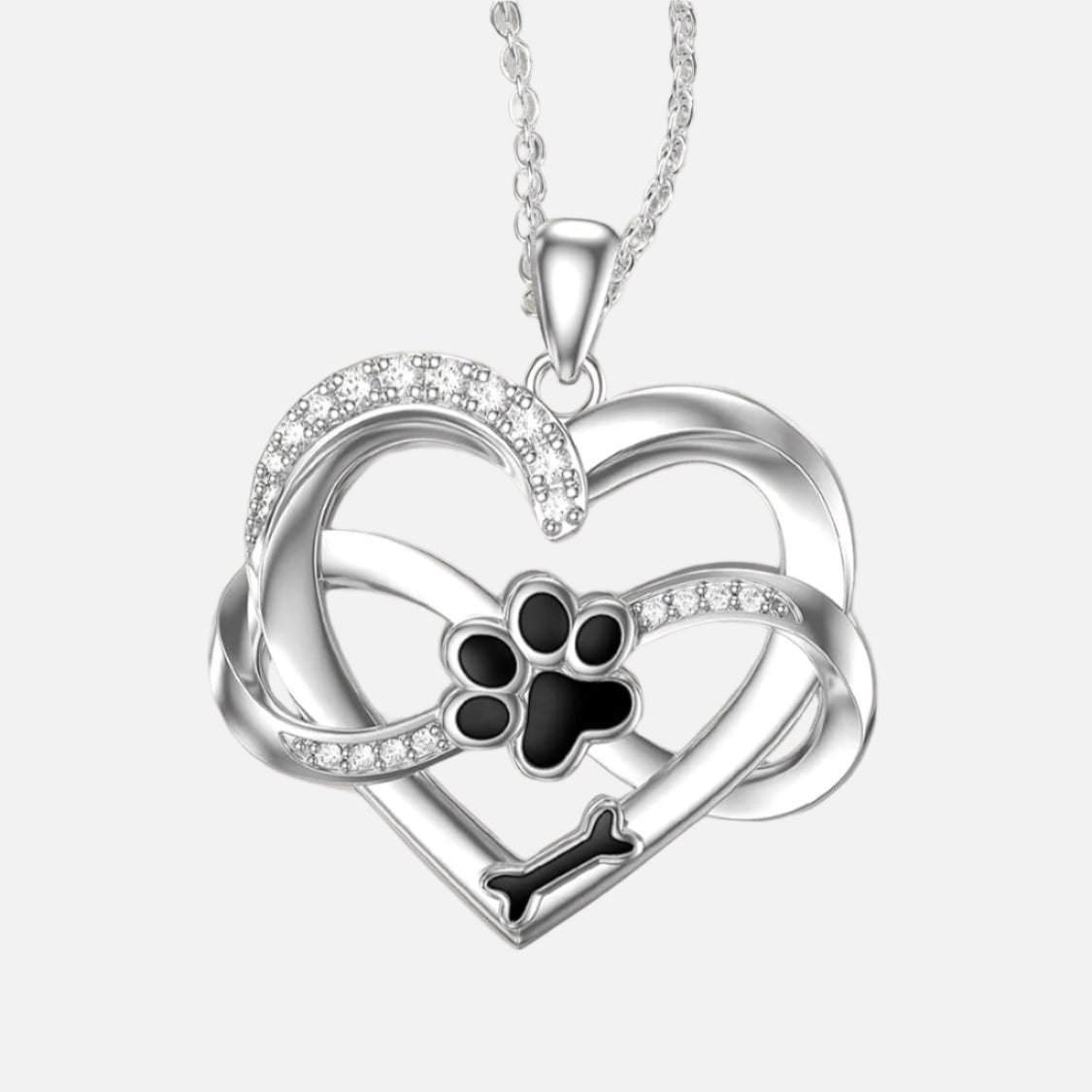 Infinity Heart & Paw Necklace in 925 Sterling Silver with Zirconia VIP